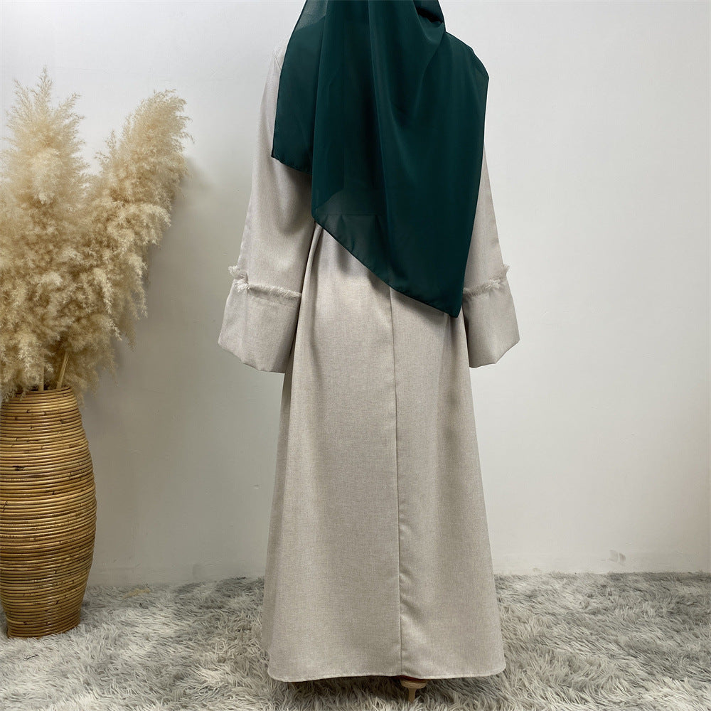 6804#Latest Dress for Women Linen Material Dubai Middle East Fashion Long Sleeve Dress Latest Dress for Women Linen Material Dubai Middle East Fashion Long Sleeve Dress