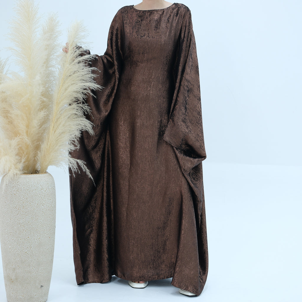 1778#2024 Women's Dresses Elegant Shiny Polyester Kaftan Abaya Batwing Muslim Dress