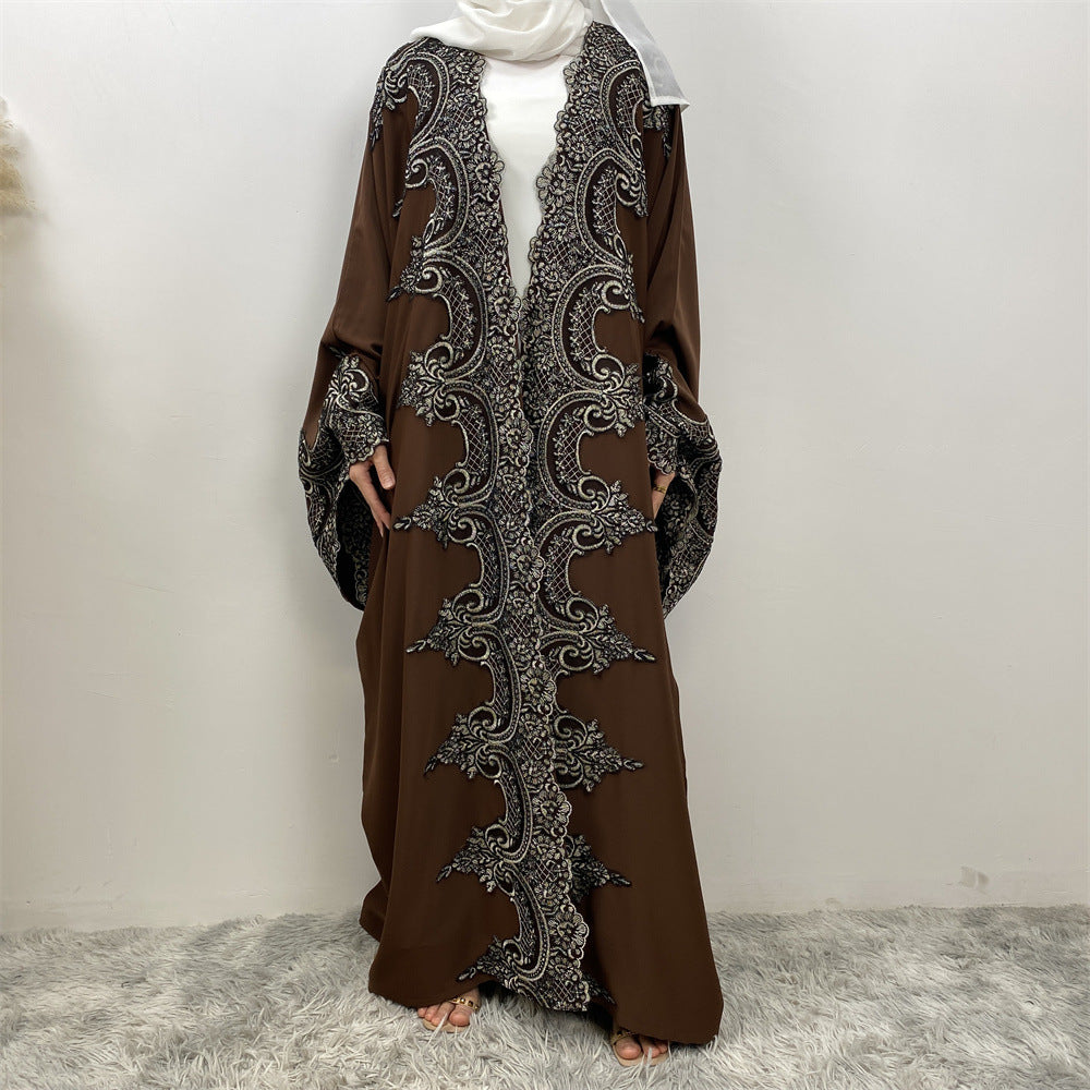 1417# Latest Ramadan Abaya For Women Muslim Fashion Luxury Silver Sequin Abaya