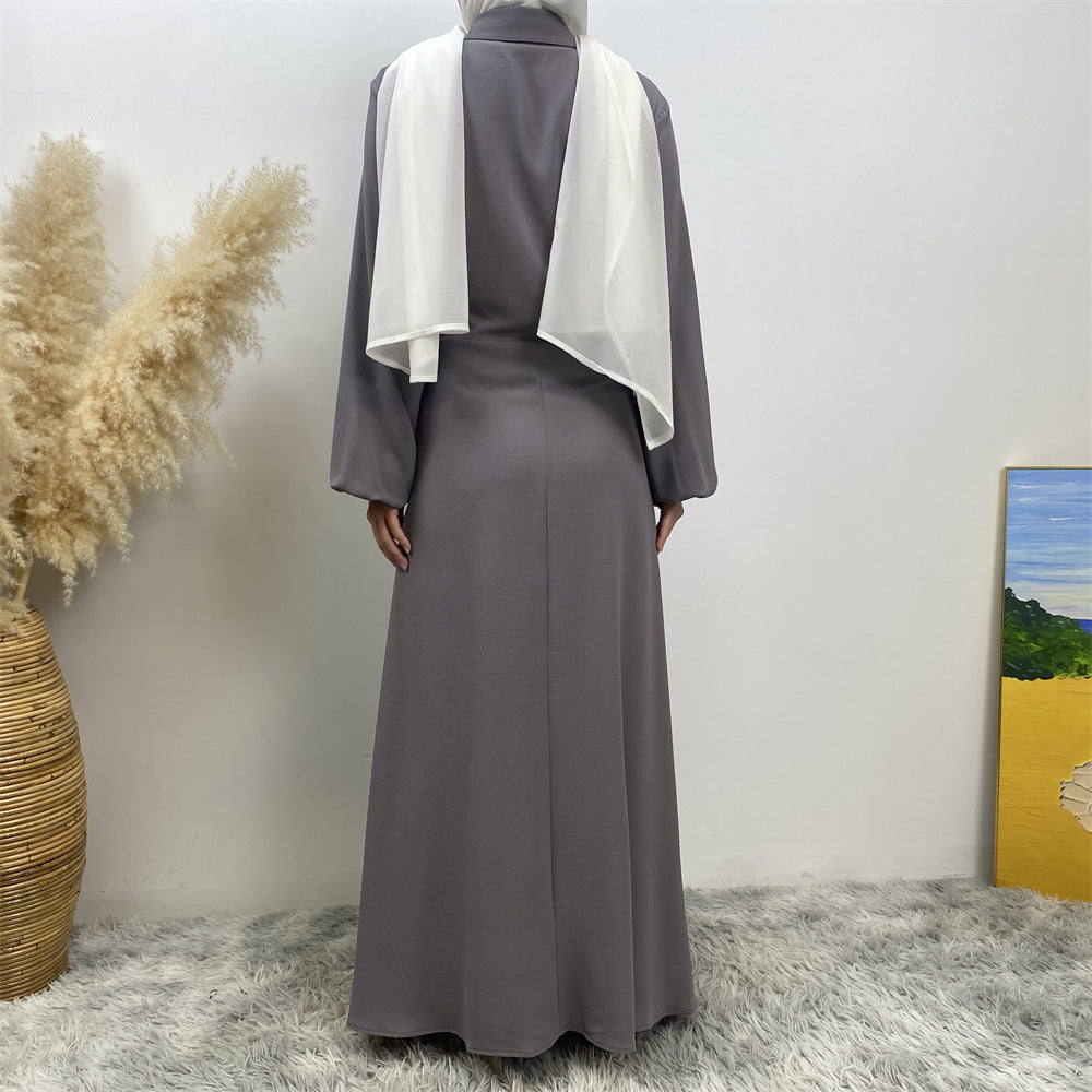 6771# Newest chiffon maxi dress muslim women abaya dresses with pockets 5 colors