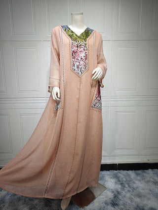 AB053# New burnt flower dress Muslim abaya women's clothing