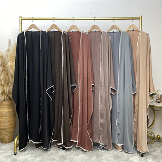 1688#Open Kimono Arabic Style Dubai Muslim Satin Abaya