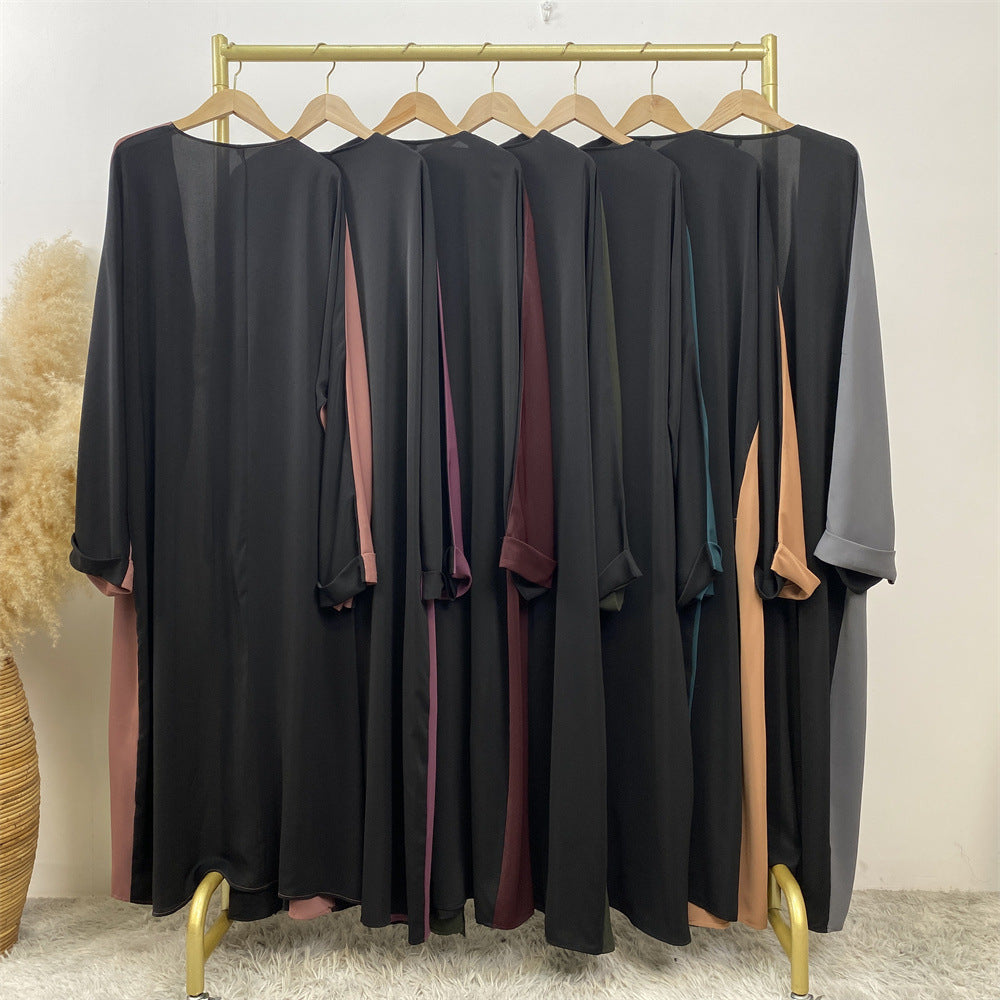 1438#Classy Latest Smooth Nida Material Two-Color Design Loose Sleeves