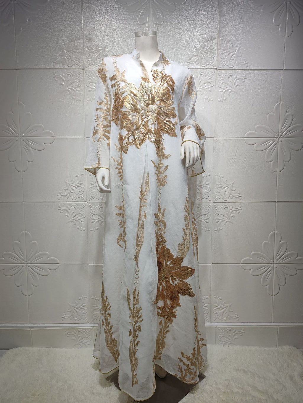 AB056# New burnt flower sequin dress light luxury ladies party dress Muslim abaya women's clothing