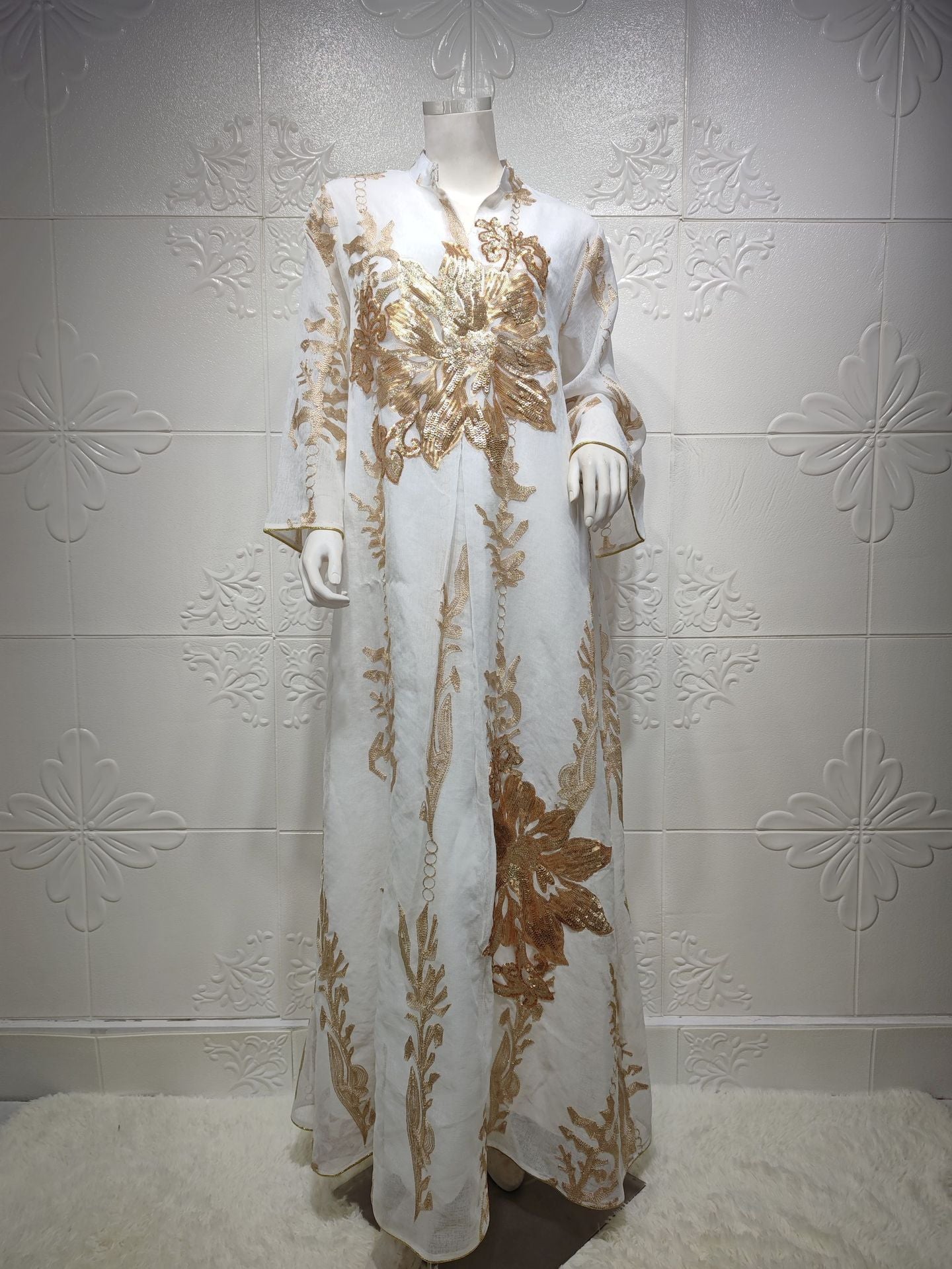 AB056# New burnt flower sequin dress light luxury ladies party dress Muslim abaya women's clothing