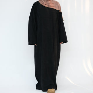 1926#Thin Corduroy Closed Abaya Islamic Clothing Modest Dresses Abaya Women Muslim Dress with Pockets