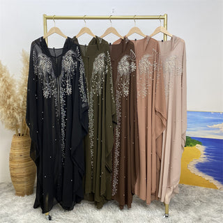 6741# Luxury diamond rhinestone muslim women's Eid Ramadan chiffon Abaya