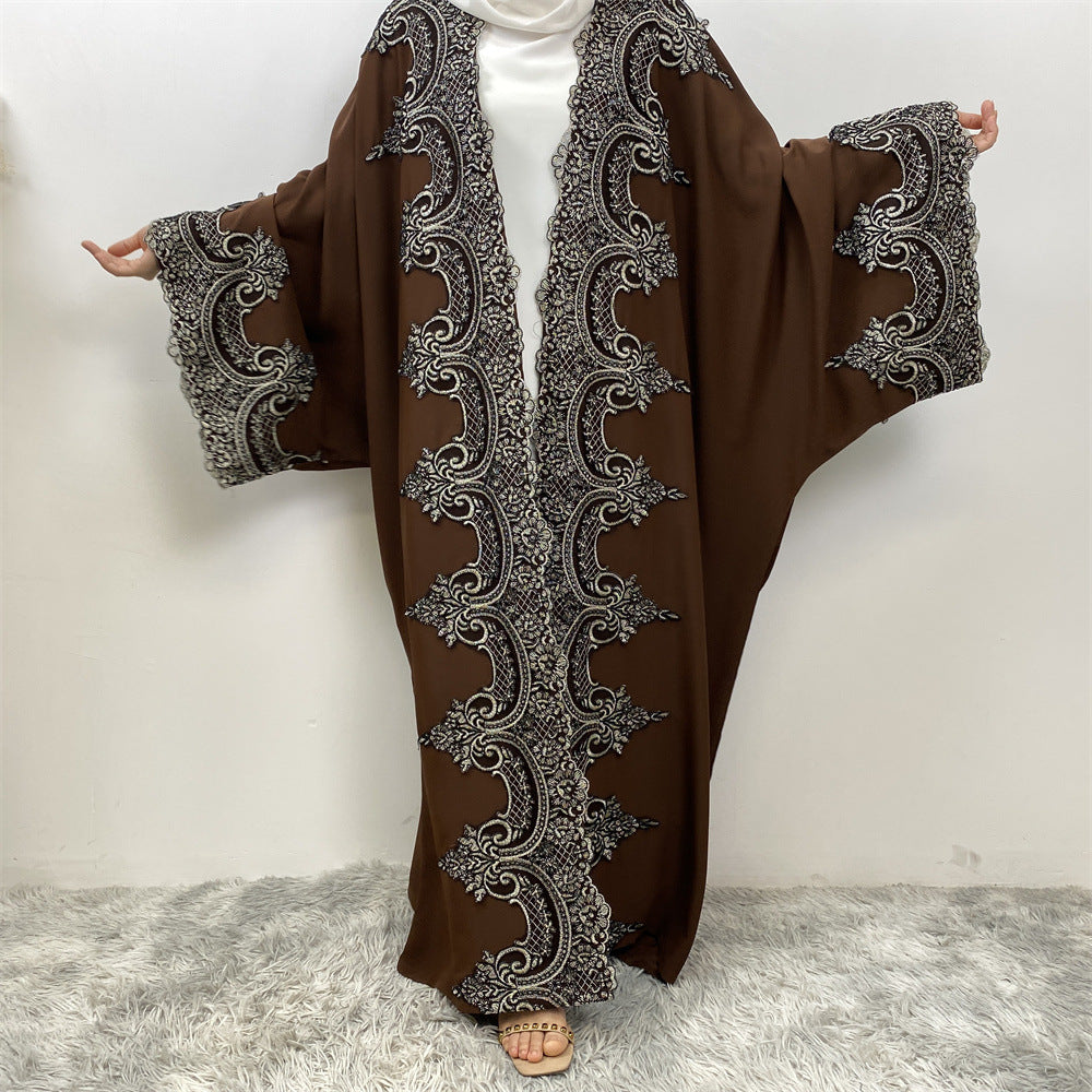 1417# Latest Ramadan Abaya For Women Muslim Fashion Luxury Silver Sequin Abaya