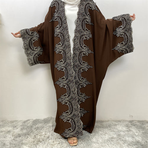 1417# Latest Ramadan Abaya For Women Muslim Fashion Luxury Silver Sequin Abaya