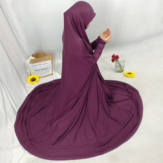 6841#Traditional Islamic One Piece Full Length Jilbab Prayer Abaya Made in Premium Stretch Jersey Spandex