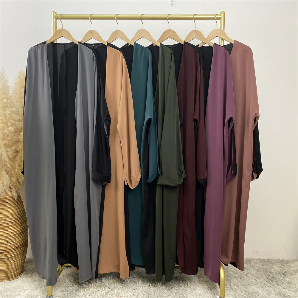 1438#Classy Latest Smooth Nida Material Two-Color Design Loose Sleeves