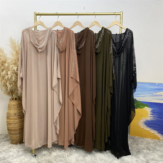 6741# Luxury diamond rhinestone muslim women's Eid Ramadan chiffon Abaya