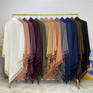 1306#One Layer Nida Material Lace Border Women Khimar Hijab 13 Colors