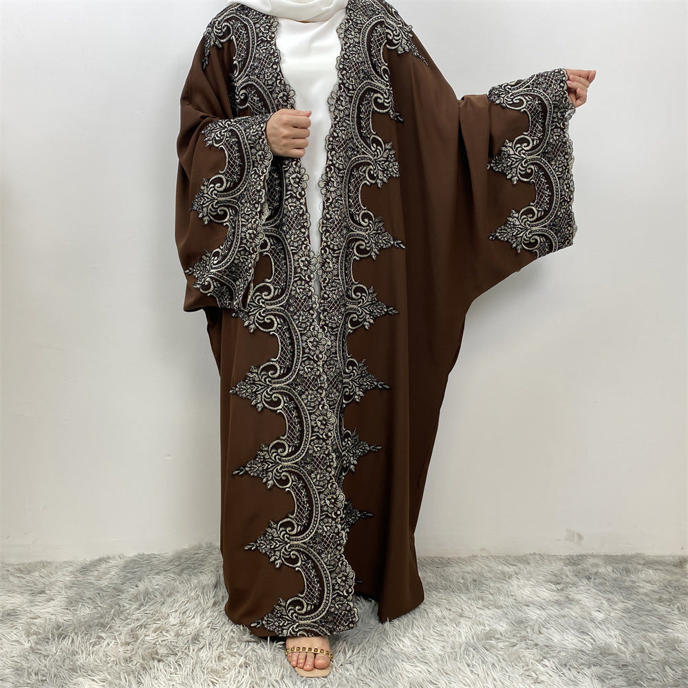 1417# Latest Ramadan Abaya For Women Muslim Fashion Luxury Silver Sequin Abaya