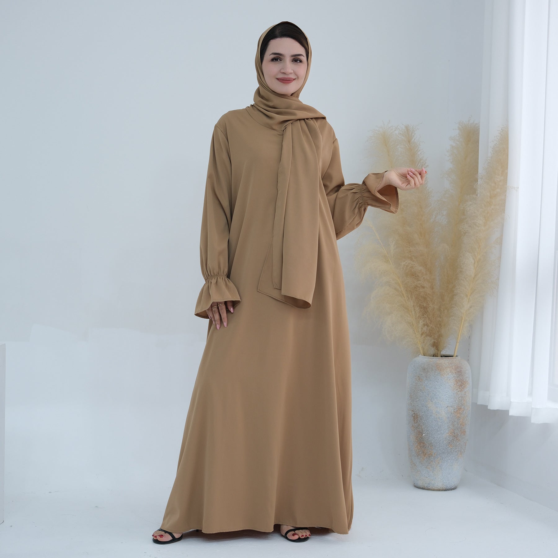 1714#Nida Ruffle Style One Piece Jilbab Abaya Women muslim dress