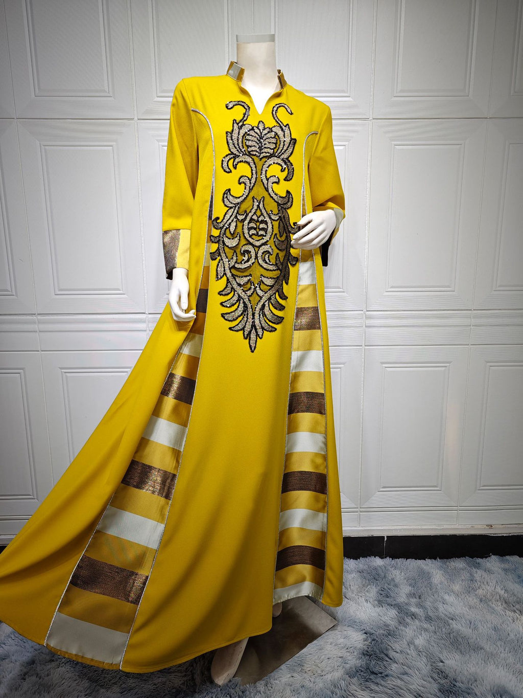 AB052# New burnt flower dress Muslim abaya women's clothing