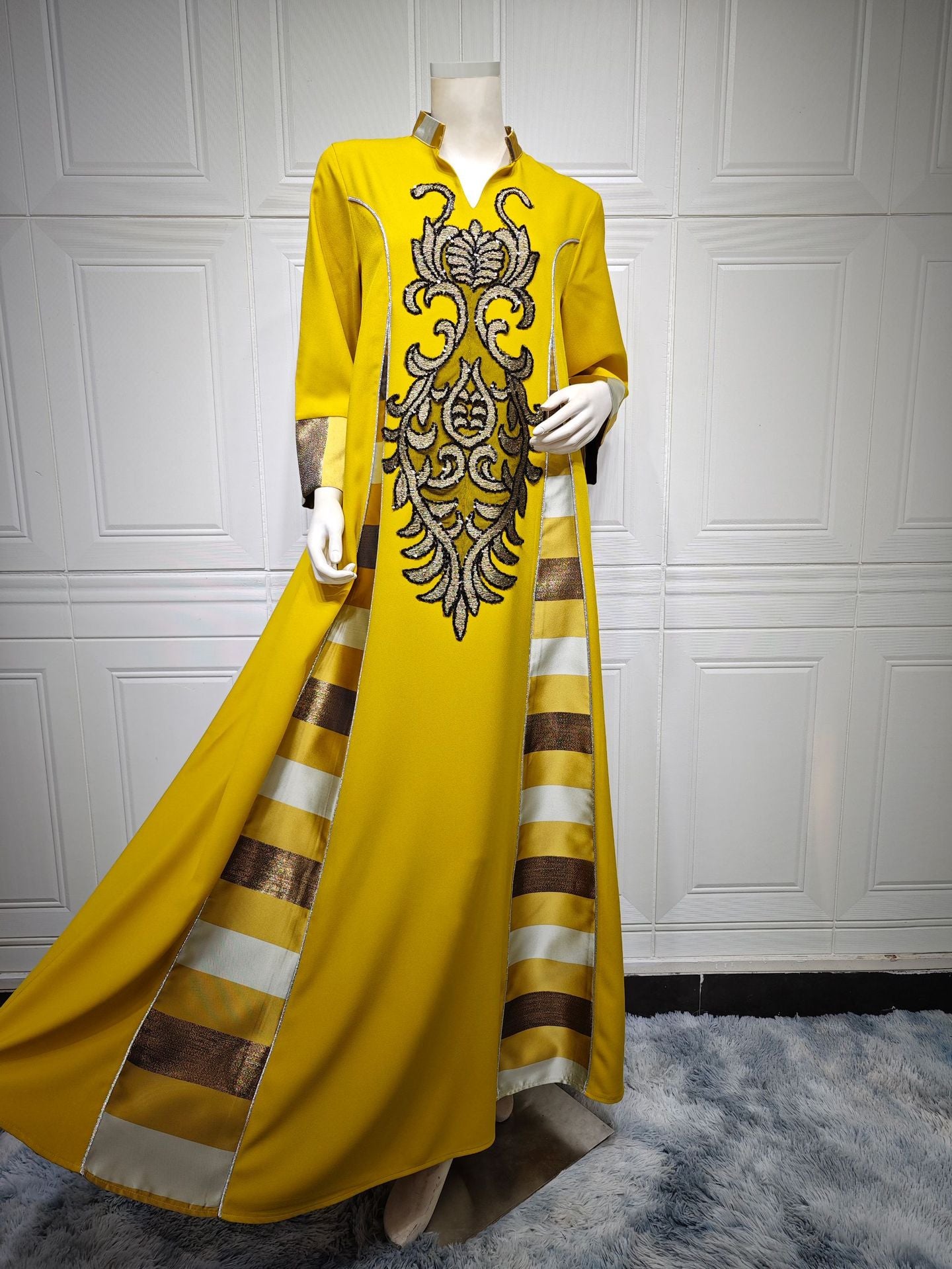 AB052# New burnt flower dress Muslim abaya women's clothing