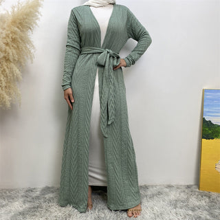 19060-1# New Winter Coat With Side Pockets Women Muslim Abaya Cardigan