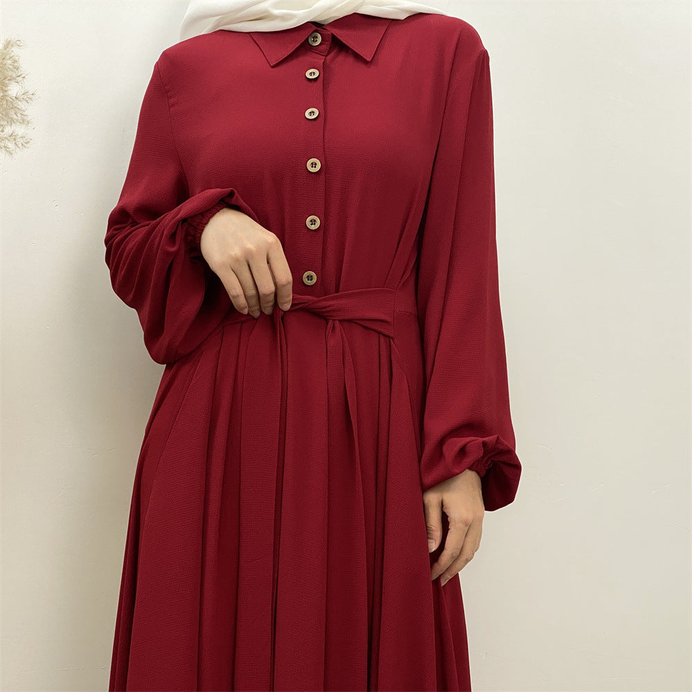 6771# Newest chiffon maxi dress muslim women abaya dresses with pockets 5 colors