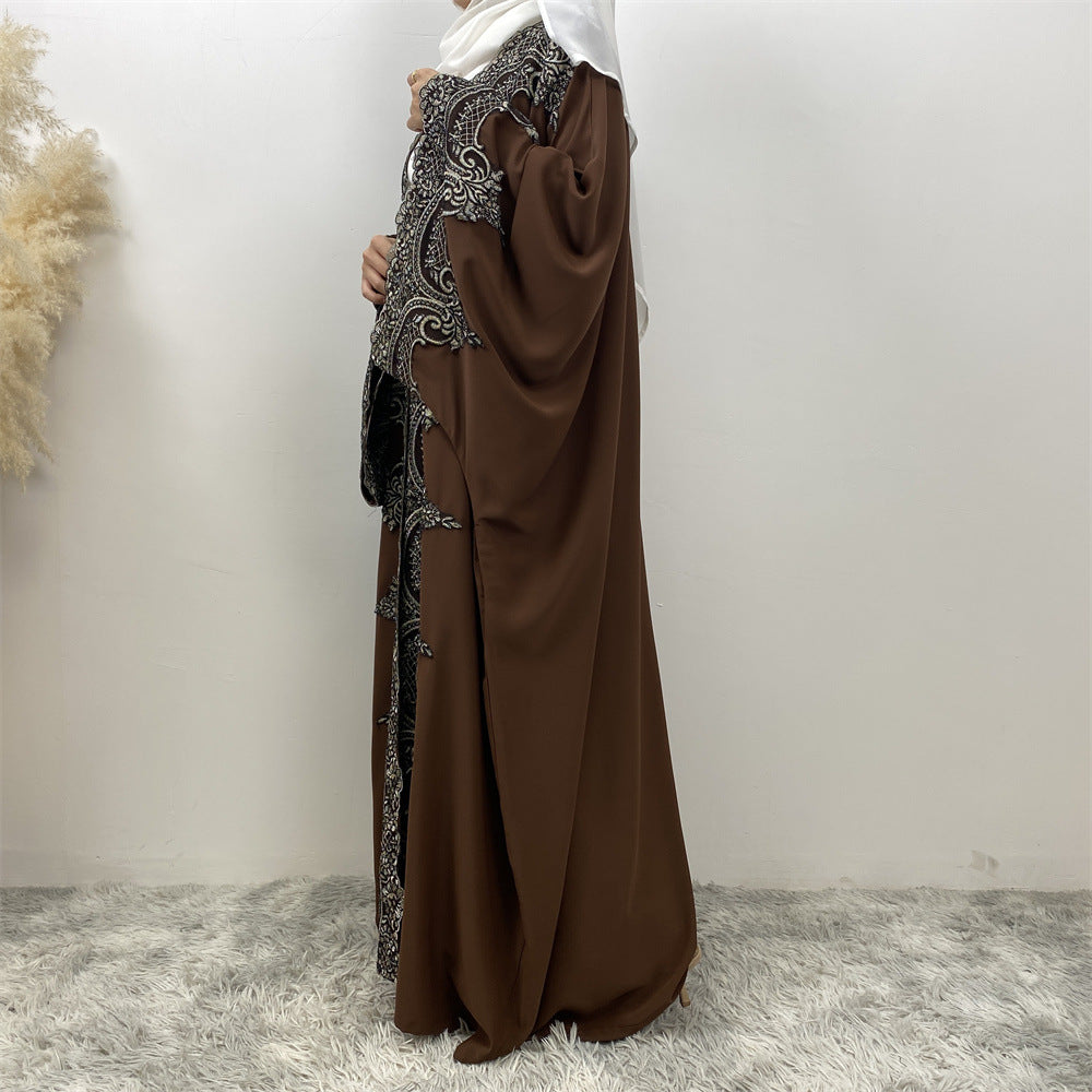 1417# Latest Ramadan Abaya For Women Muslim Fashion Luxury Silver Sequin Abaya