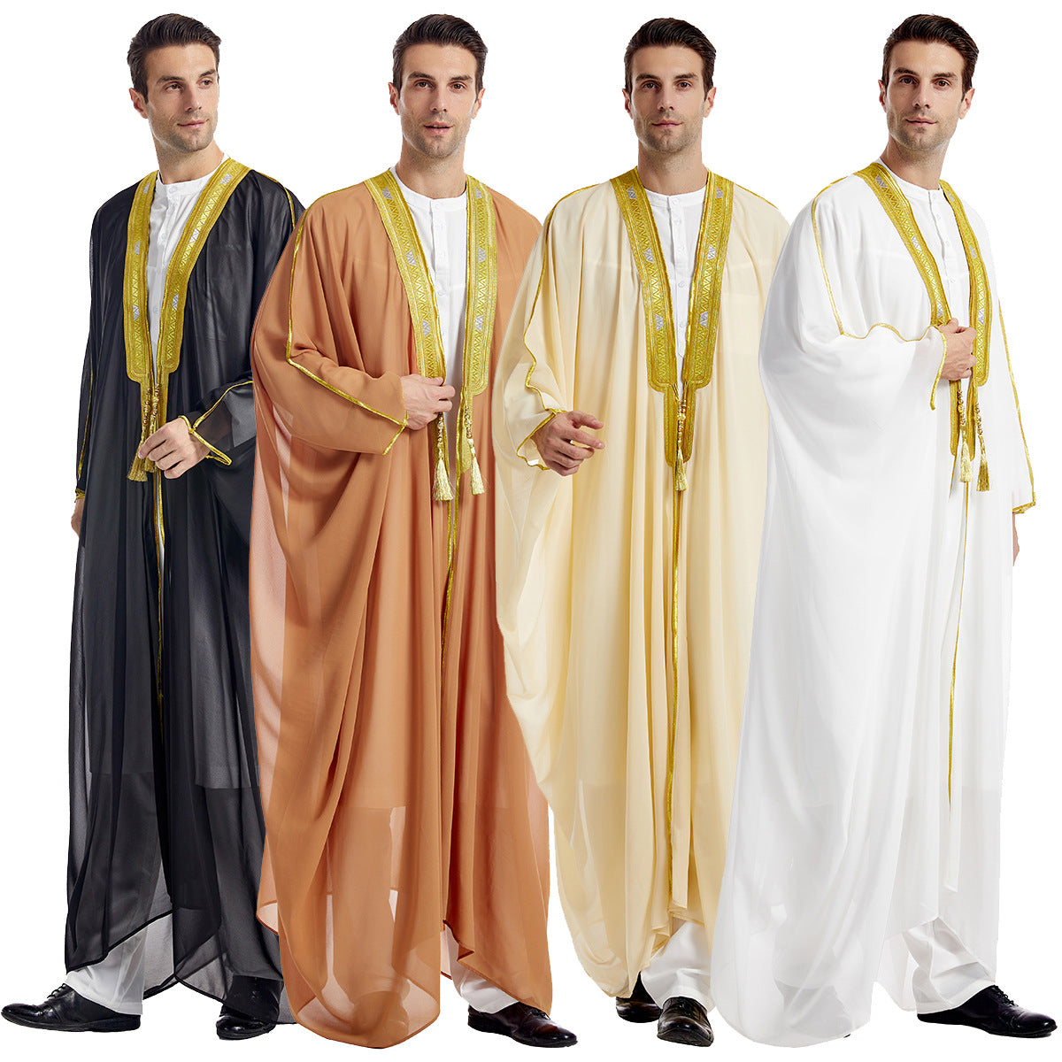 TH834#Abaya Muslim Clothing Long Sleeves Islamic High Quality Men's Robe