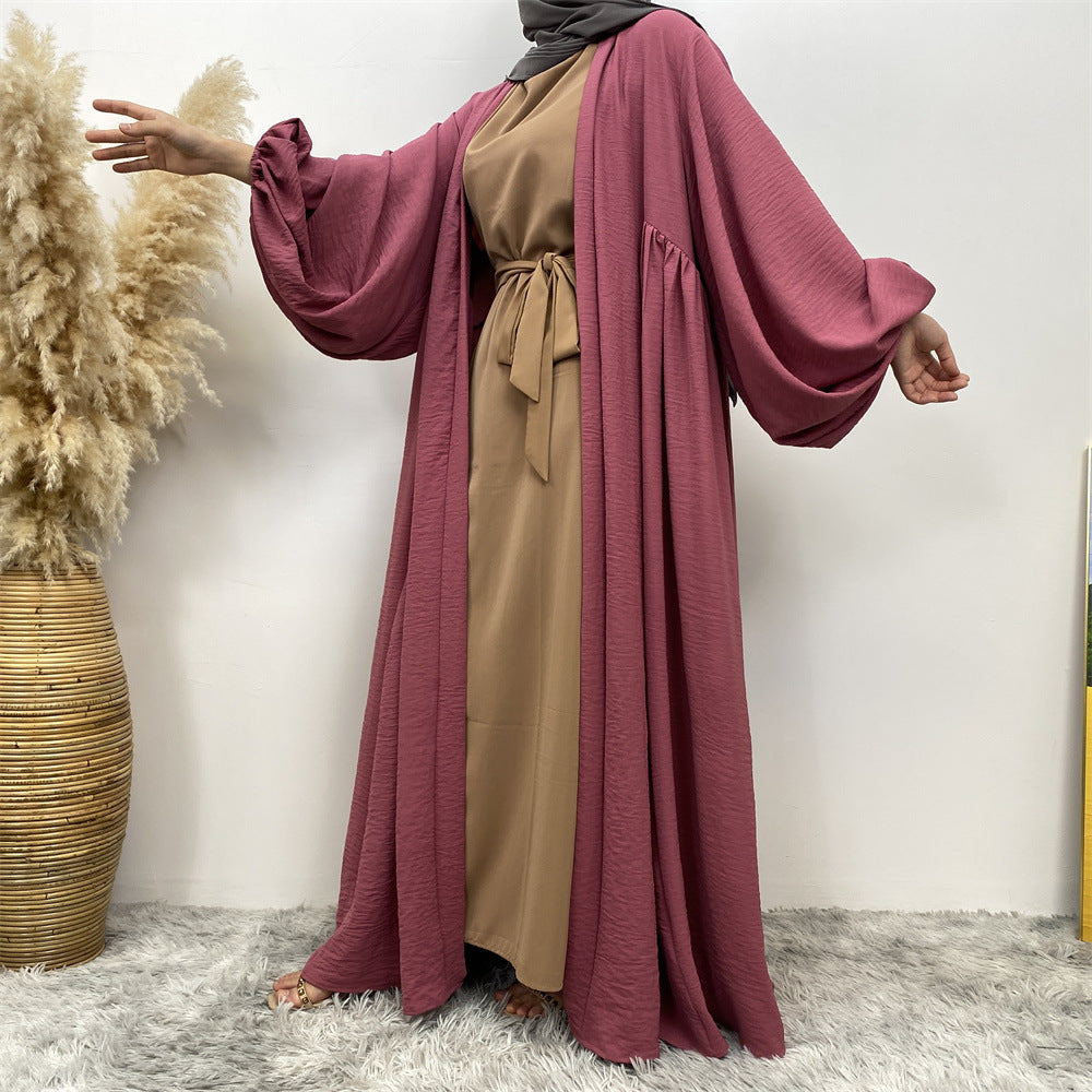 1969# Latest Elastic Cuff Big Lantern Sleeves With Side Pockets Women Abaya 的副本