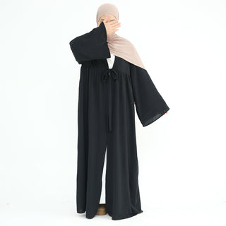 1896# Tie Strings Abaya Dress for Women Long Crepe Cardigan Modest Islamic Clothing Wholesale Kimono for Ladies