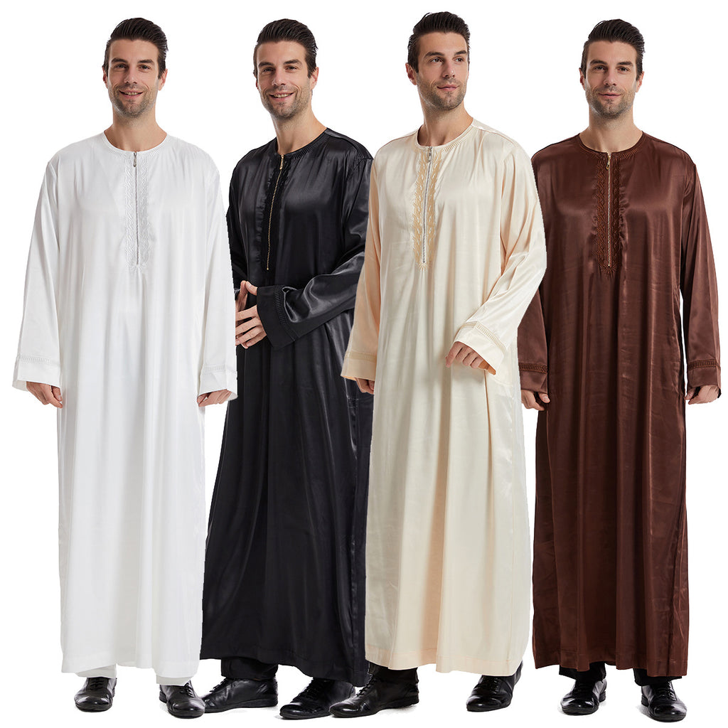 TH831#Abaya Muslim Clothing Long Sleeves Islamic High Quality Men's Robe