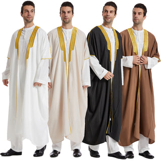 TH829#Abaya Muslim Clothing Long Sleeves Islamic High Quality Men's Robe