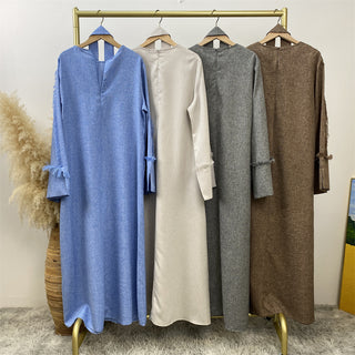 6804#Latest Dress for Women Linen Material Dubai Middle East Fashion Long Sleeve Dress Latest Dress for Women Linen Material Dubai Middle East Fashion Long Sleeve Dress