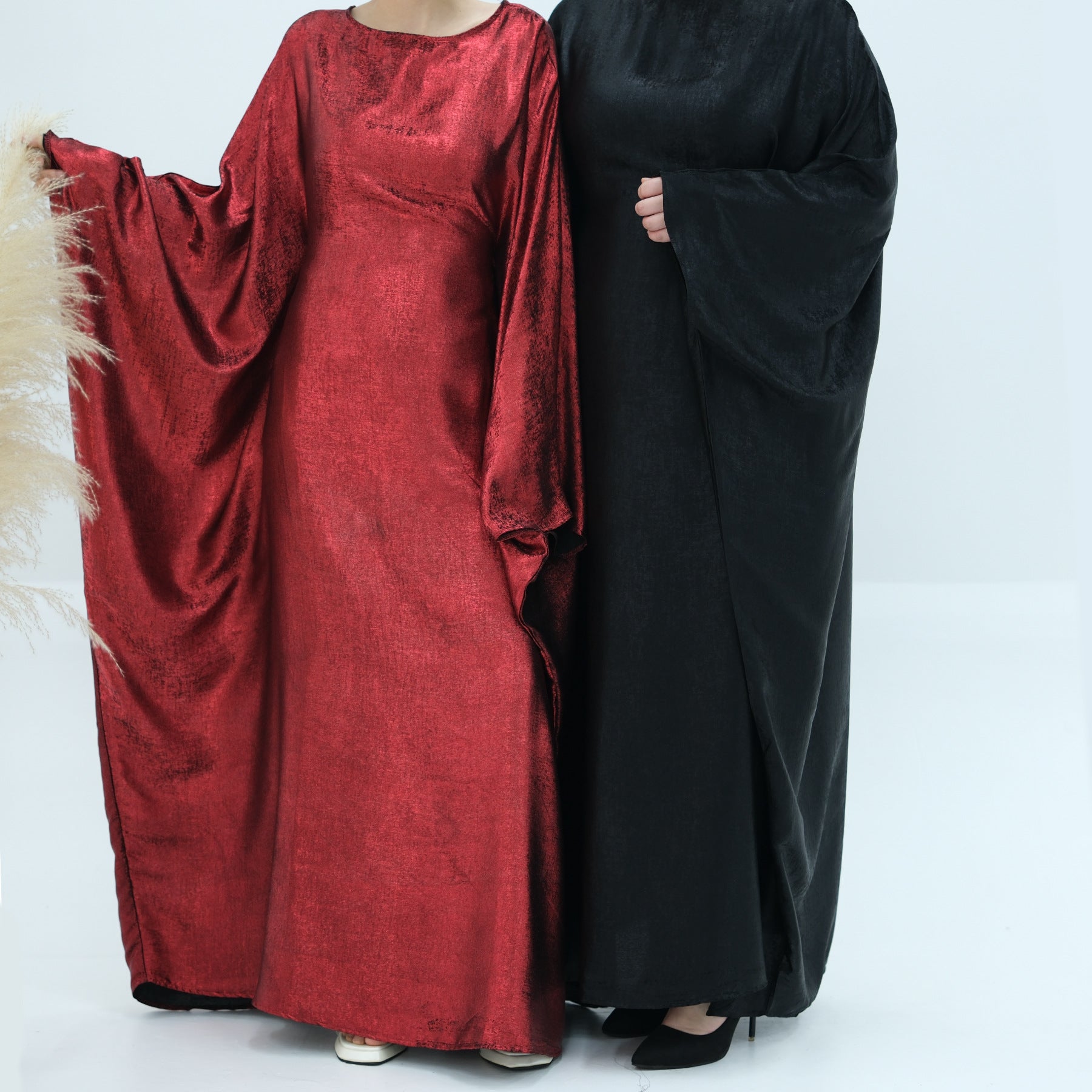 1778#2024 Women's Dresses Elegant Shiny Polyester Kaftan Abaya Batwing Muslim Dress