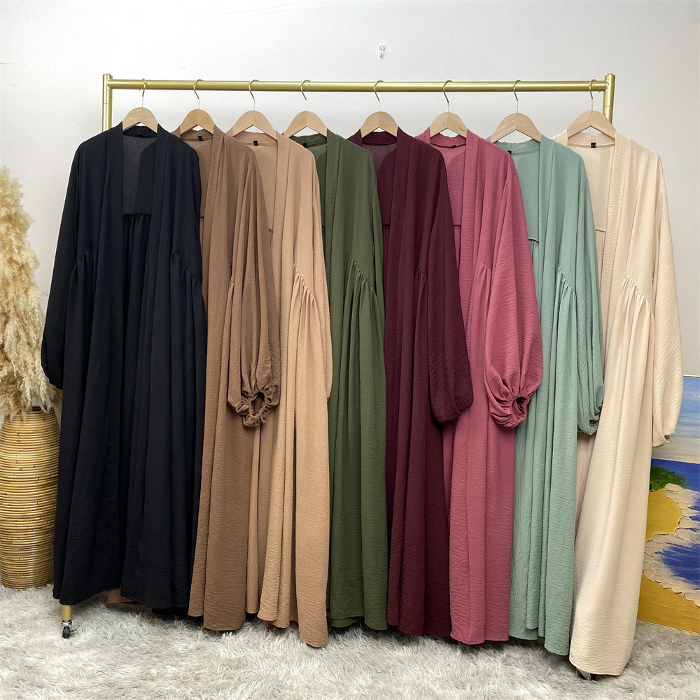 1969# Latest Elastic Cuff Big Lantern Sleeves With Side Pockets Women Abaya 的副本