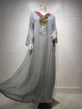 AB053# New burnt flower dress Muslim abaya women's clothing