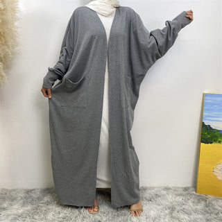 1997#New Fashion Cotton Autumn Winter Coat Cotton Side Pockets Open Abaya