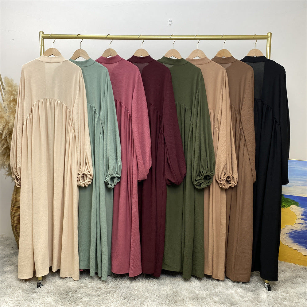 1969# Latest Elastic Cuff Big Lantern Sleeves With Side Pockets Women Abaya 的副本