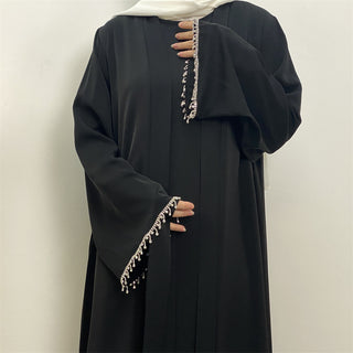 2006#Nida solid color two pieces set modest kaftan ramadan diamond dubai abayas