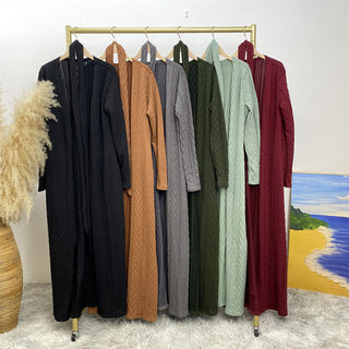 19060-1# New Winter Coat With Side Pockets Women Muslim Abaya Cardigan