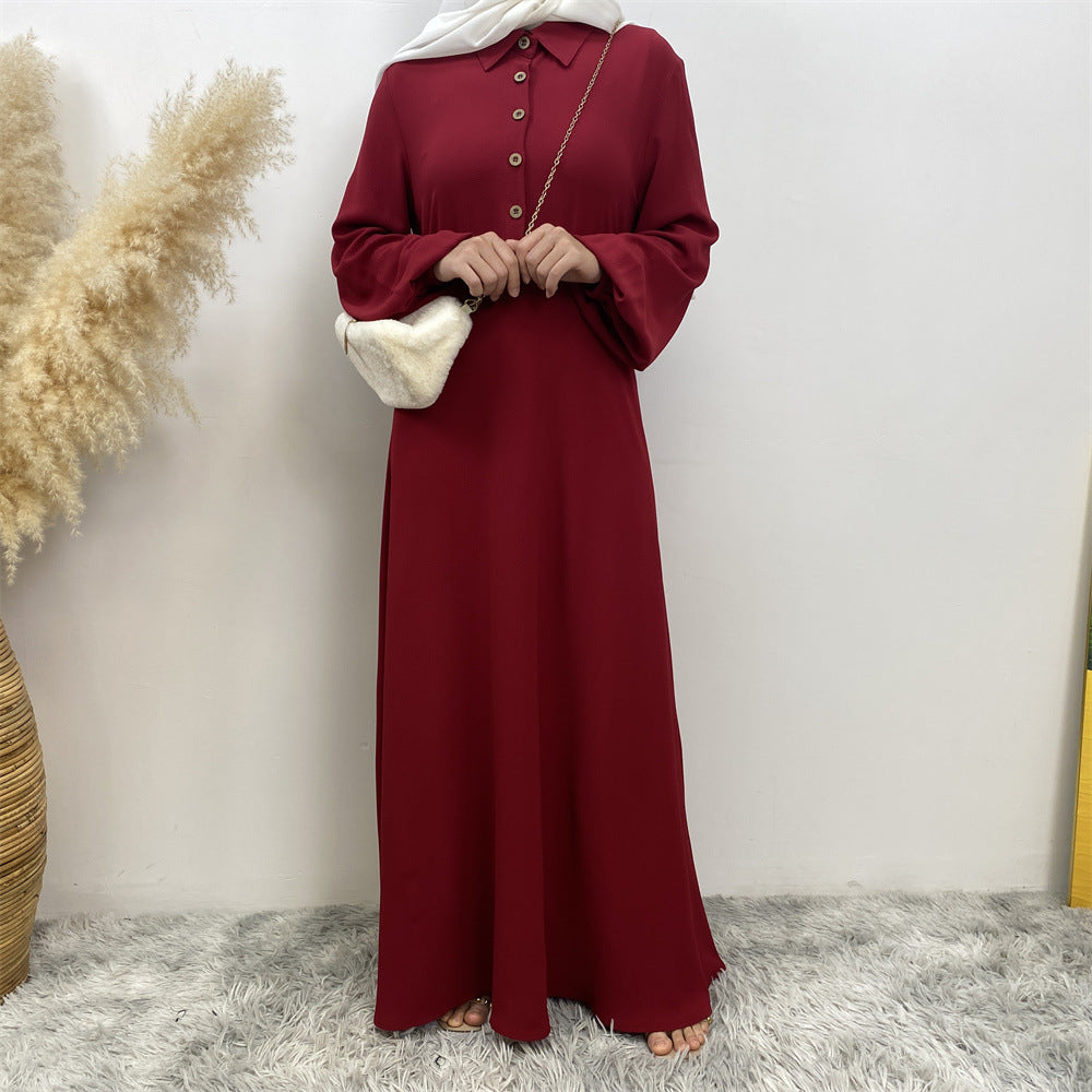 6771# Newest chiffon maxi dress muslim women abaya dresses with pockets 5 colors