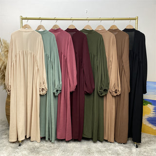 1969# Latest Elastic Cuff Big Lantern Sleeves With Side Pockets Women Abaya