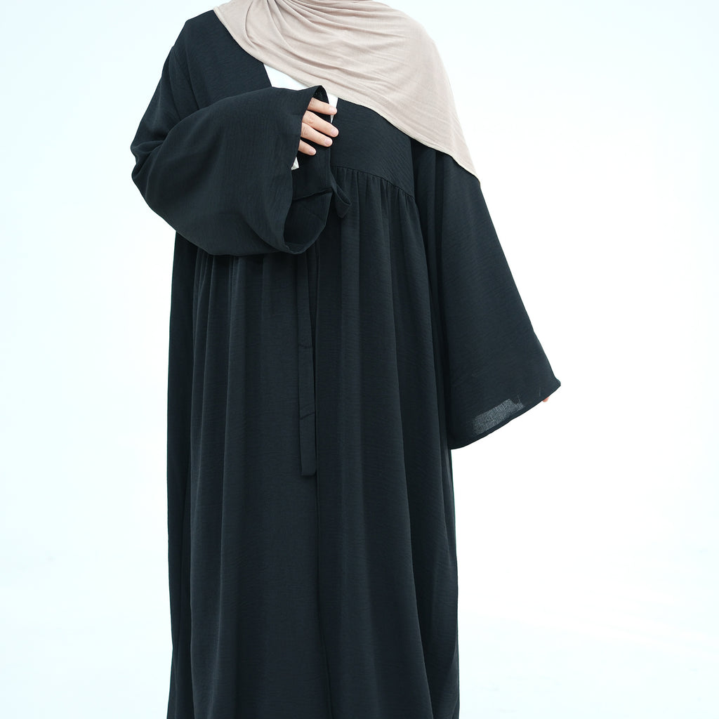 1896# Tie Strings Abaya Dress for Women Long Crepe Cardigan Modest Islamic Clothing Wholesale Kimono for Ladies