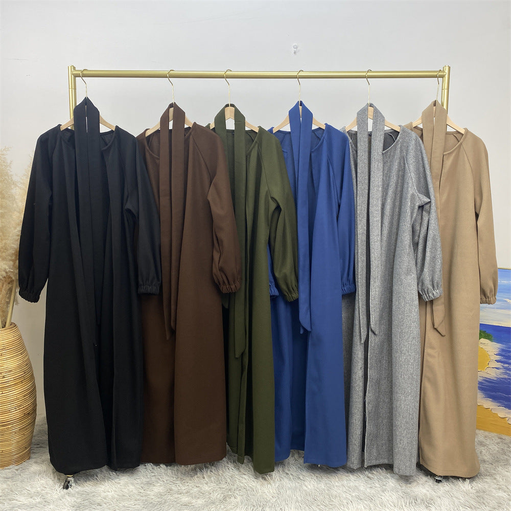 1995# New Autumn Winter Coat Thick Polyester Side Pockets Womens Clothing Modest Coats