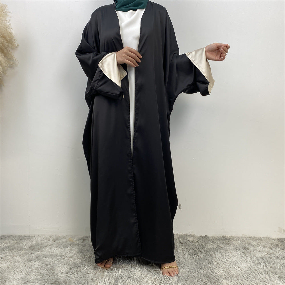 1428#ew Style Smooth Satin Material Particular Split Cuff Design Women Versatile Classy Open Abaya