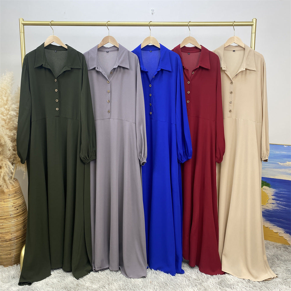 6771# Newest chiffon maxi dress muslim women abaya dresses with pockets 5 colors