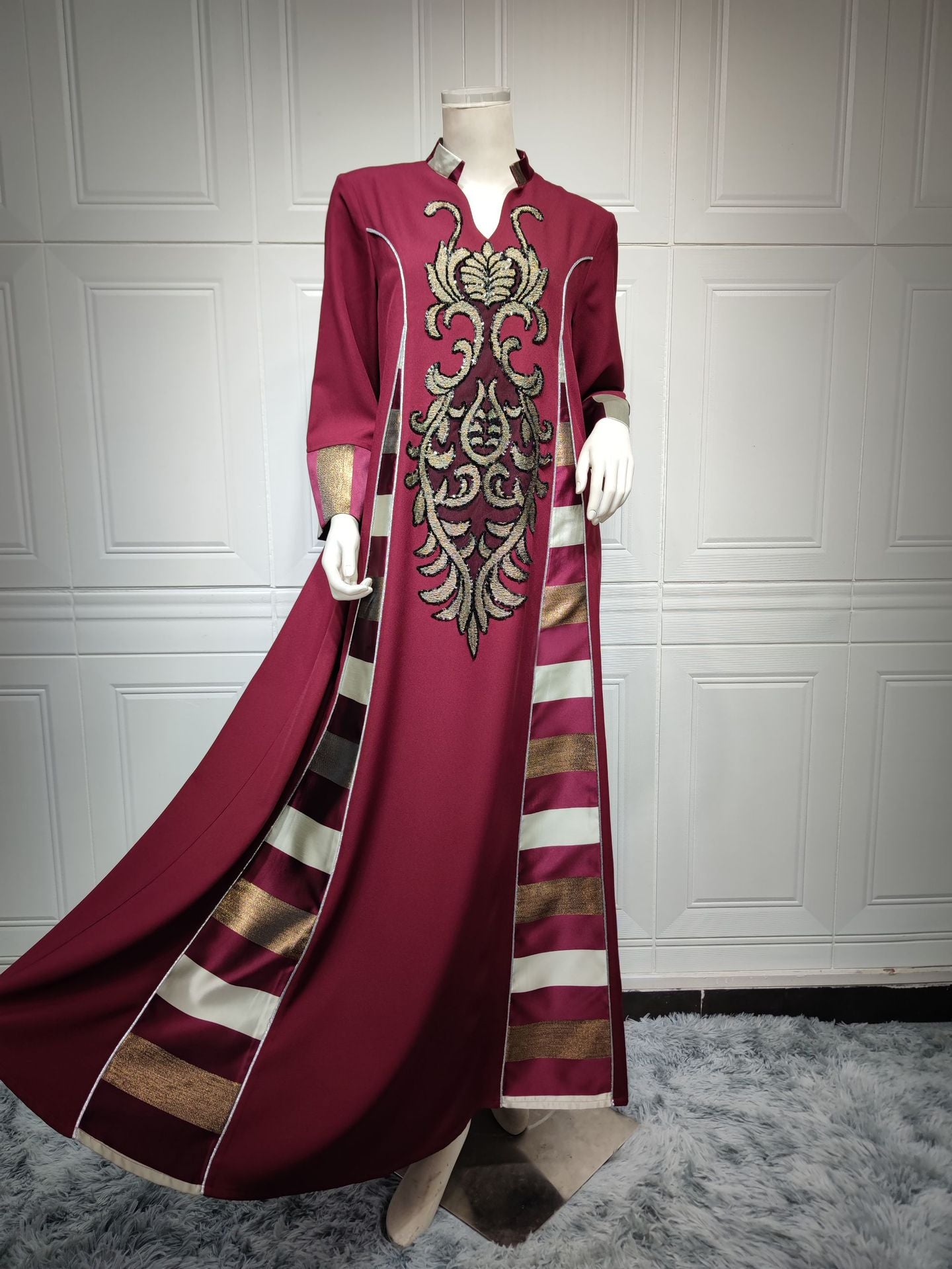 AB052# New burnt flower dress Muslim abaya women's clothing