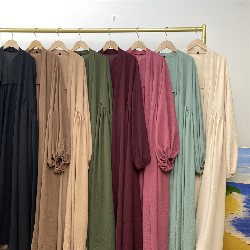 1969# Latest Elastic Cuff Big Lantern Sleeves With Side Pockets Women Abaya 的副本