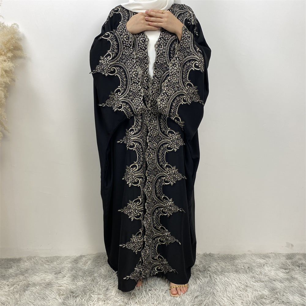 1417# Latest Ramadan Abaya For Women Muslim Fashion Luxury Silver Sequin Abaya