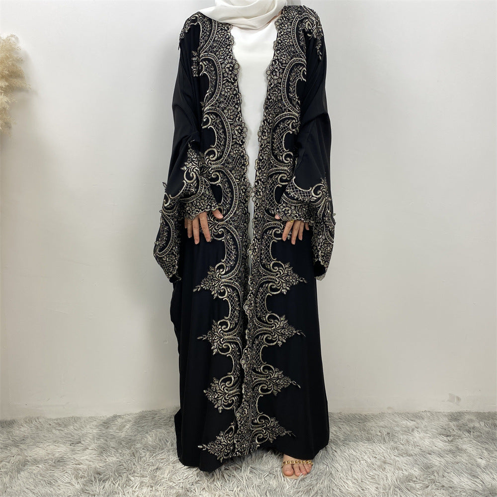 1417# Latest Ramadan Abaya For Women Muslim Fashion Luxury Silver Sequin Abaya