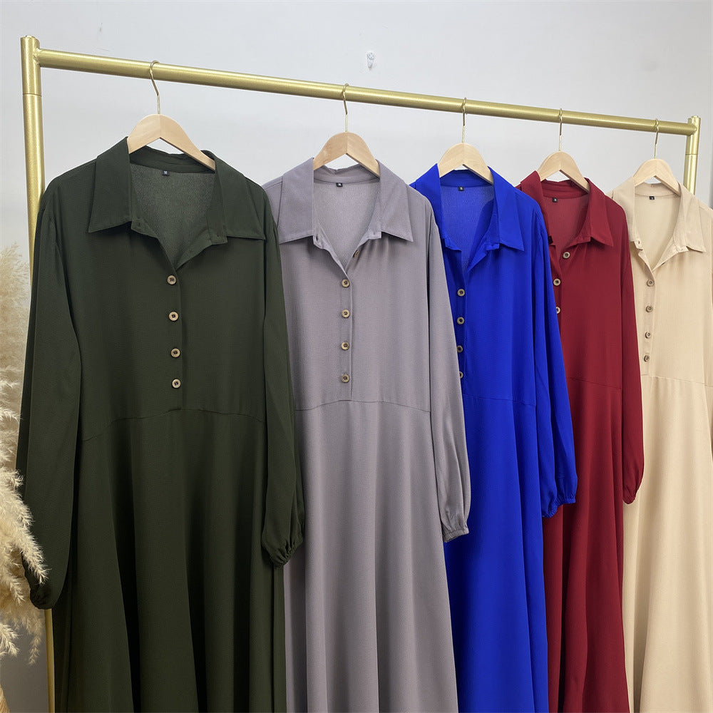 6771# Newest chiffon maxi dress muslim women abaya dresses with pockets 5 colors