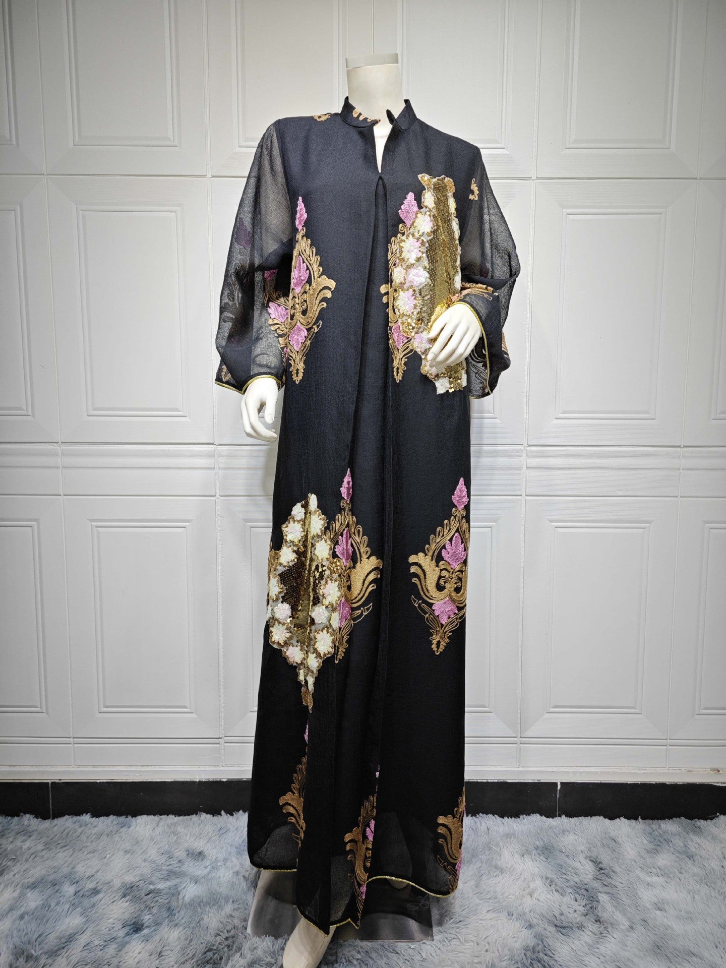 AB162# New burnt flower dress Muslim abaya morocco women's clothing