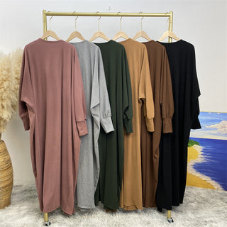 1997#New Fashion Cotton Autumn Winter Coat Cotton Side Pockets Open Abaya